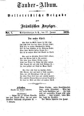 Tauber-Album (Fränkischer Anzeiger) Donnerstag 27. Januar 1870