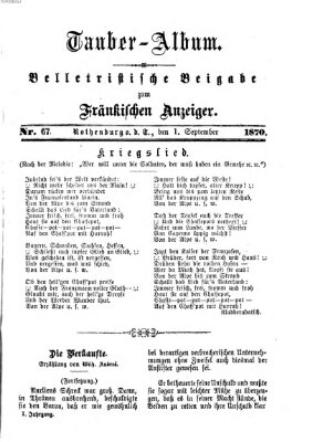 Tauber-Album (Fränkischer Anzeiger) Donnerstag 1. September 1870