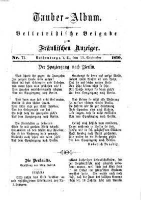 Tauber-Album (Fränkischer Anzeiger) Donnerstag 15. September 1870