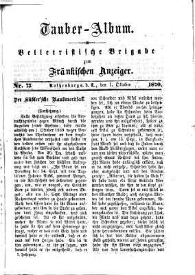 Tauber-Album (Fränkischer Anzeiger) Samstag 1. Oktober 1870