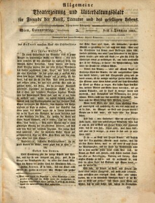 Allgemeine Theaterzeitung und Unterhaltungsblatt für Freunde der Kunst, Literatur und des geselligen Lebens (Allgemeine Theaterzeitung) Donnerstag 3. Januar 1822