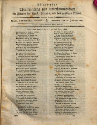 Allgemeine Theaterzeitung und Unterhaltungsblatt für Freunde der Kunst, Literatur und des geselligen Lebens (Allgemeine Theaterzeitung) Donnerstag 10. Januar 1822