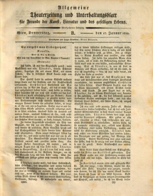 Allgemeine Theaterzeitung und Unterhaltungsblatt für Freunde der Kunst, Literatur und des geselligen Lebens (Allgemeine Theaterzeitung) Donnerstag 17. Januar 1822