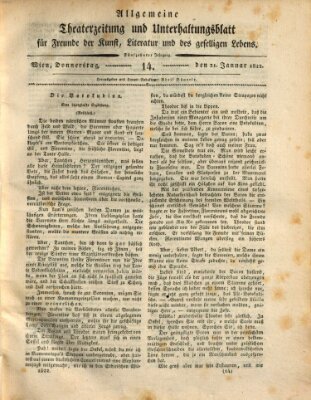 Allgemeine Theaterzeitung und Unterhaltungsblatt für Freunde der Kunst, Literatur und des geselligen Lebens (Allgemeine Theaterzeitung) Donnerstag 31. Januar 1822