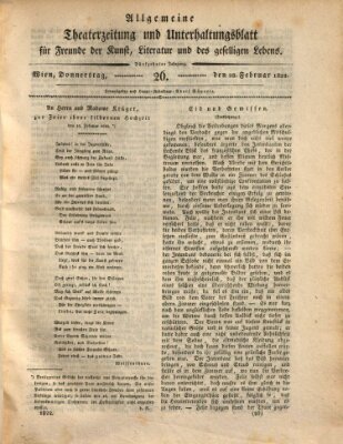 Allgemeine Theaterzeitung und Unterhaltungsblatt für Freunde der Kunst, Literatur und des geselligen Lebens (Allgemeine Theaterzeitung) Donnerstag 28. Februar 1822