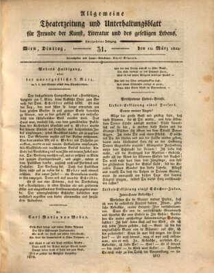 Allgemeine Theaterzeitung und Unterhaltungsblatt für Freunde der Kunst, Literatur und des geselligen Lebens (Allgemeine Theaterzeitung) Dienstag 12. März 1822