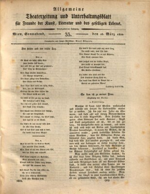 Allgemeine Theaterzeitung und Unterhaltungsblatt für Freunde der Kunst, Literatur und des geselligen Lebens (Allgemeine Theaterzeitung) Samstag 16. März 1822