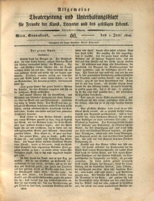 Allgemeine Theaterzeitung und Unterhaltungsblatt für Freunde der Kunst, Literatur und des geselligen Lebens (Allgemeine Theaterzeitung) Samstag 1. Juni 1822