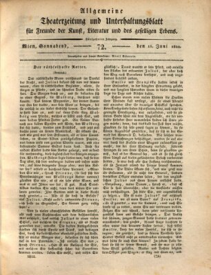 Allgemeine Theaterzeitung und Unterhaltungsblatt für Freunde der Kunst, Literatur und des geselligen Lebens (Allgemeine Theaterzeitung) Samstag 15. Juni 1822