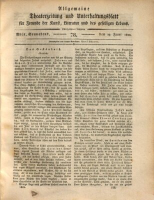 Allgemeine Theaterzeitung und Unterhaltungsblatt für Freunde der Kunst, Literatur und des geselligen Lebens (Allgemeine Theaterzeitung) Samstag 29. Juni 1822