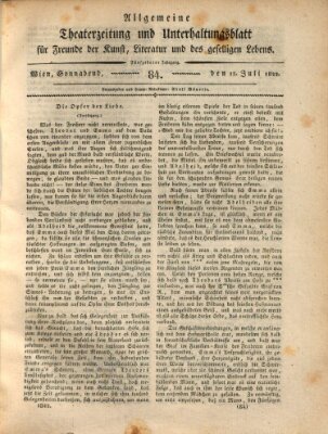 Allgemeine Theaterzeitung und Unterhaltungsblatt für Freunde der Kunst, Literatur und des geselligen Lebens (Allgemeine Theaterzeitung) Samstag 13. Juli 1822