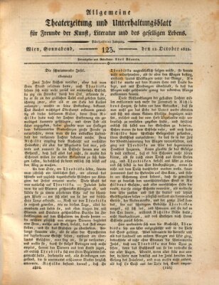 Allgemeine Theaterzeitung und Unterhaltungsblatt für Freunde der Kunst, Literatur und des geselligen Lebens (Allgemeine Theaterzeitung) Samstag 12. Oktober 1822