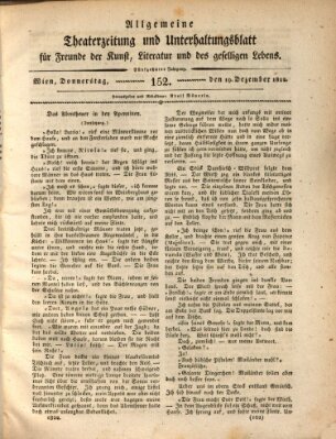 Allgemeine Theaterzeitung und Unterhaltungsblatt für Freunde der Kunst, Literatur und des geselligen Lebens (Allgemeine Theaterzeitung) Donnerstag 19. Dezember 1822