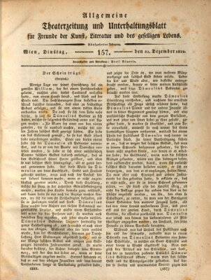 Allgemeine Theaterzeitung und Unterhaltungsblatt für Freunde der Kunst, Literatur und des geselligen Lebens (Allgemeine Theaterzeitung) Dienstag 31. Dezember 1822