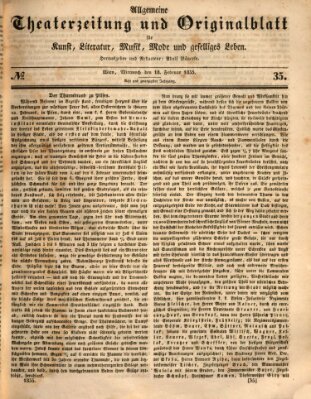 Allgemeine Theaterzeitung Mittwoch 18. Februar 1835