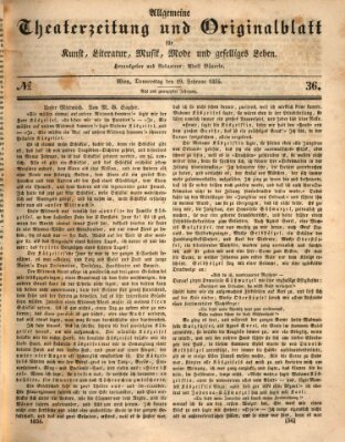 Allgemeine Theaterzeitung Donnerstag 19. Februar 1835