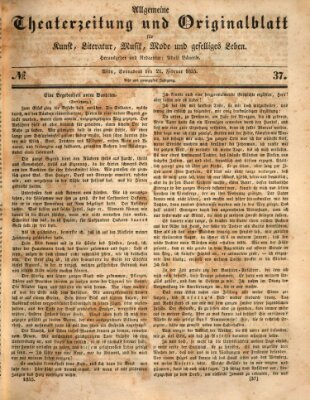 Allgemeine Theaterzeitung Samstag 21. Februar 1835