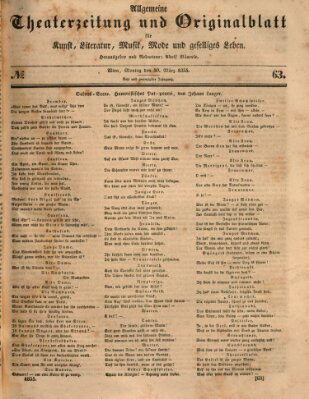 Allgemeine Theaterzeitung Montag 30. März 1835