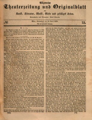 Allgemeine Theaterzeitung Samstag 11. April 1835