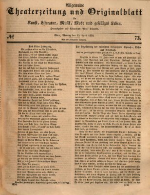 Allgemeine Theaterzeitung Montag 13. April 1835