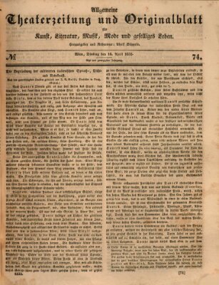 Allgemeine Theaterzeitung Dienstag 14. April 1835