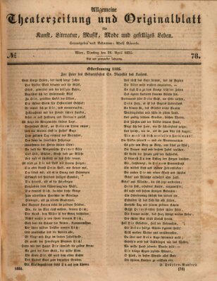 Allgemeine Theaterzeitung Dienstag 21. April 1835