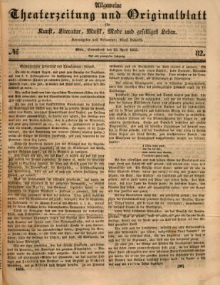 Allgemeine Theaterzeitung Samstag 25. April 1835