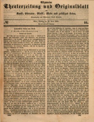 Allgemeine Theaterzeitung Dienstag 28. April 1835