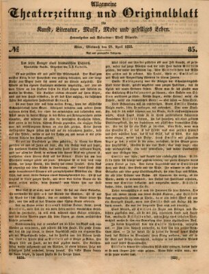 Allgemeine Theaterzeitung Mittwoch 29. April 1835