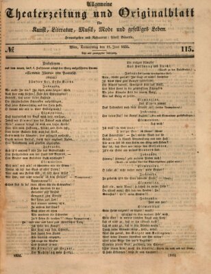 Allgemeine Theaterzeitung Donnerstag 11. Juni 1835