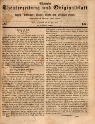 Allgemeine Theaterzeitung Samstag 11. Juli 1835