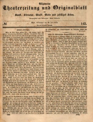 Allgemeine Theaterzeitung Samstag 18. Juli 1835