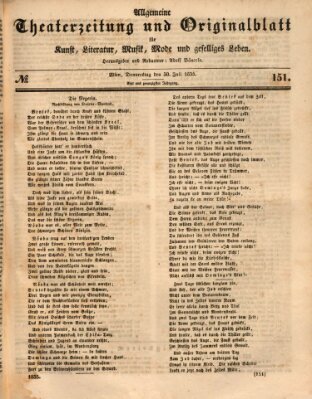 Allgemeine Theaterzeitung Donnerstag 30. Juli 1835