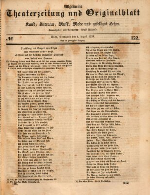 Allgemeine Theaterzeitung Samstag 1. August 1835