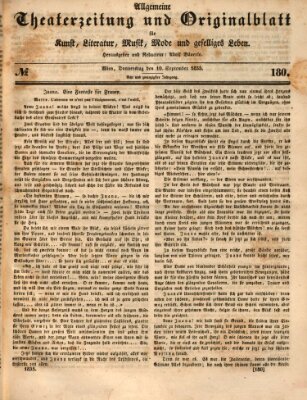 Allgemeine Theaterzeitung Donnerstag 10. September 1835