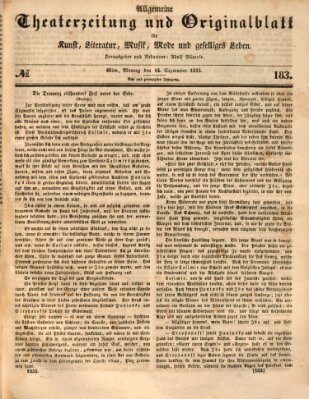 Allgemeine Theaterzeitung Montag 14. September 1835