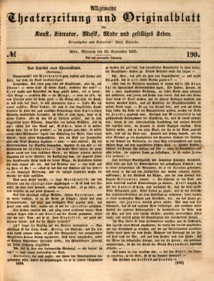 Allgemeine Theaterzeitung Mittwoch 23. September 1835