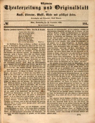 Allgemeine Theaterzeitung Donnerstag 24. September 1835