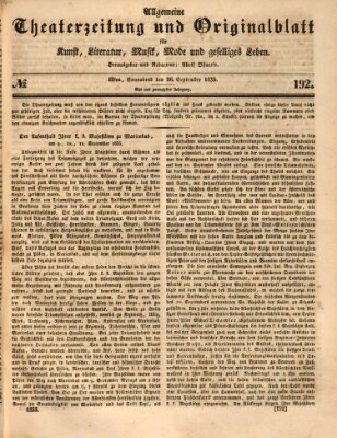 Allgemeine Theaterzeitung Samstag 26. September 1835