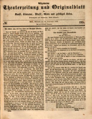 Allgemeine Theaterzeitung Mittwoch 30. September 1835