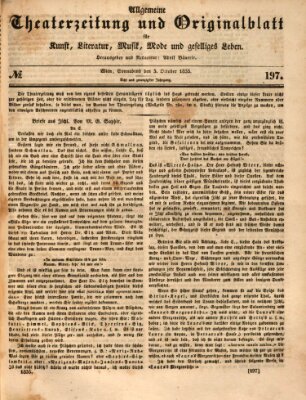 Allgemeine Theaterzeitung Samstag 3. Oktober 1835