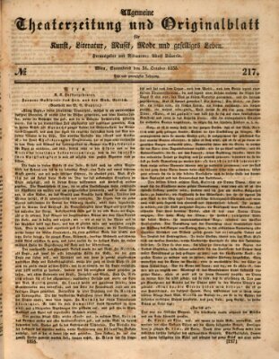 Allgemeine Theaterzeitung Samstag 31. Oktober 1835