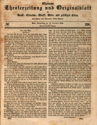 Allgemeine Theaterzeitung Donnerstag 12. November 1835