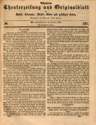 Allgemeine Theaterzeitung Samstag 14. November 1835