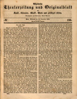 Allgemeine Theaterzeitung Mittwoch 18. November 1835