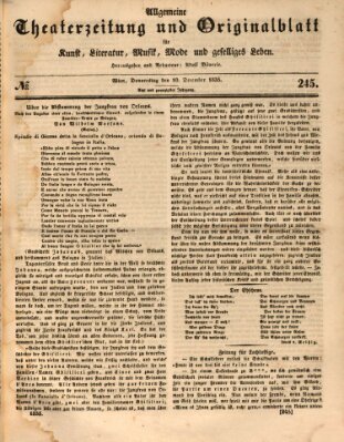 Allgemeine Theaterzeitung Donnerstag 10. Dezember 1835