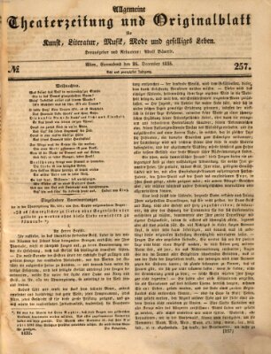 Allgemeine Theaterzeitung Samstag 26. Dezember 1835