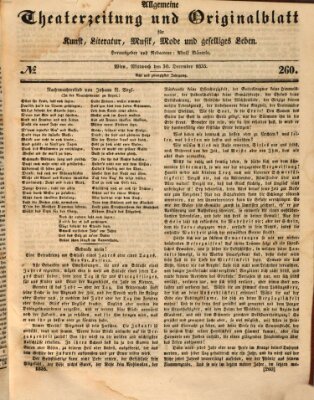 Allgemeine Theaterzeitung Mittwoch 30. Dezember 1835