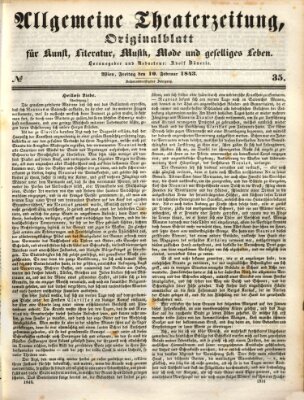 Allgemeine Theaterzeitung Freitag 10. Februar 1843