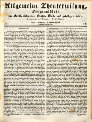 Allgemeine Theaterzeitung Freitag 17. Februar 1843